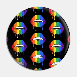 LGBT pride rainbow lips pattern Pin