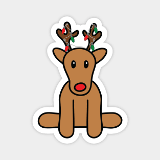Cute Sitting Rudolph Reindeer with String of Lights Magnet