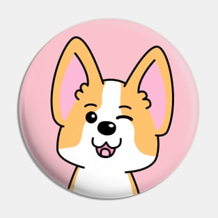 Corgi Winking Pink Pin