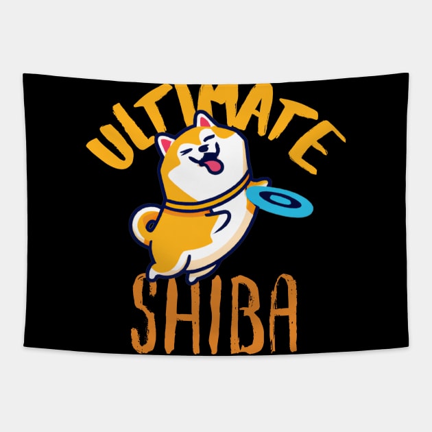 Ultimate Shiba, Cute Kawaii Shiba Inu, Ultimate Frisbee Tapestry by maxdax