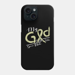 Spina Bifida Awareness My God Is Stronger - In This Family No One Fights Alone Phone Case