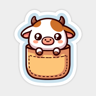 Baby Cow in Pocket Cute Kawaii Peeking Farm Animal Lover Magnet