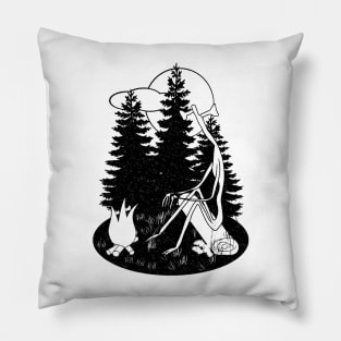 Monster by the fire Pillow