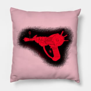 Zombies Red and Black Sketchy Ray Gun on Soft Pink Pillow