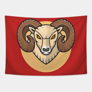 Angry Ram Mascot Cartoon Vector Icon Illustration (2) Tapestry