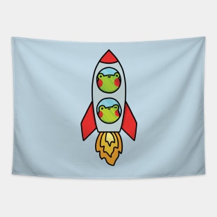 Frogs in a rocket spaceship vertical Tapestry