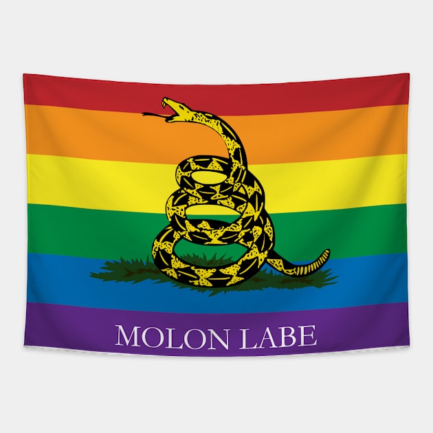 Molon Labe Rainbow Gadsden Tapestry by Operation Blazing Sword