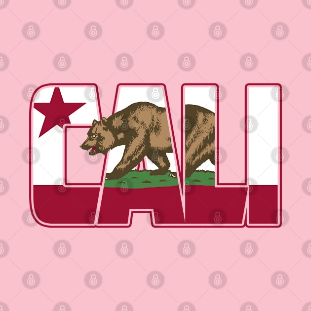 California Bear CALI Text with California Republic Flag by EddieBalevo