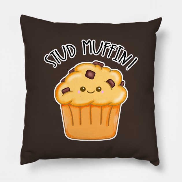 Kawaii Chocolate Chip Stud Muffin Pillow by bolincradleyart