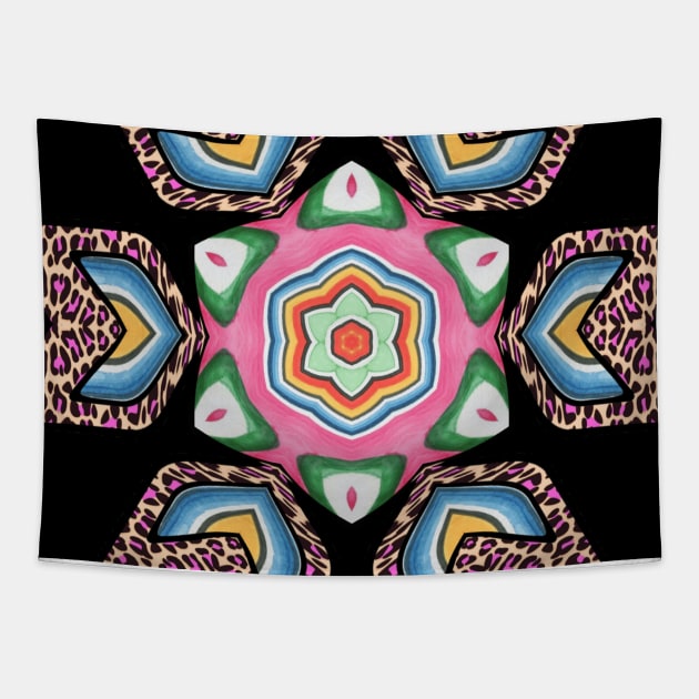 Serape Leopard Floral Flower Tapestry by Moon Art