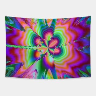 Psychedelic, Multicolor Fractal Design - Purple and Green Splash Tapestry