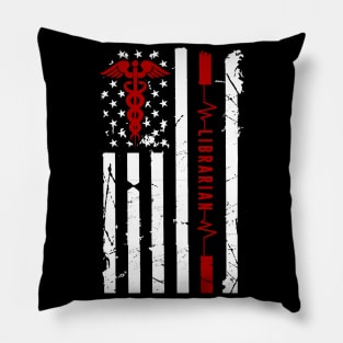 Librarian Heartbeat Flag American Pillow