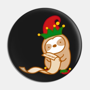 Cute Christmas Naughty Elf Sloth Pin