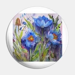 Blue Poppies Pin