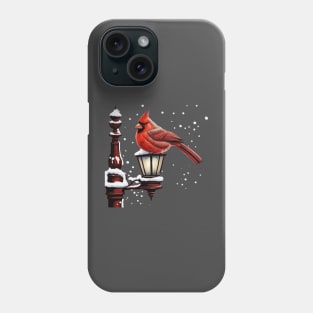 Winter Scene With Cardinal Bird Holiday Christmas Phone Case