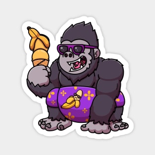 Gorilla Eating Banana Ice Cream Magnet