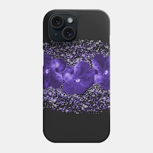 Purple Floral Fantasy - 3 Flowers on Starry Background Phone Case