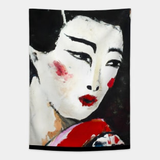 Geisha art, red flowers Tapestry
