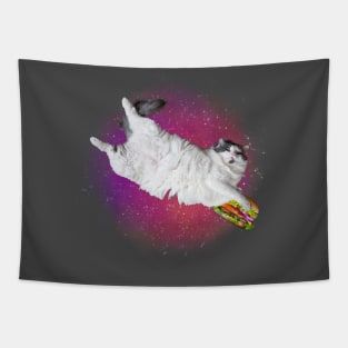 funny burger cat galaxy Tapestry