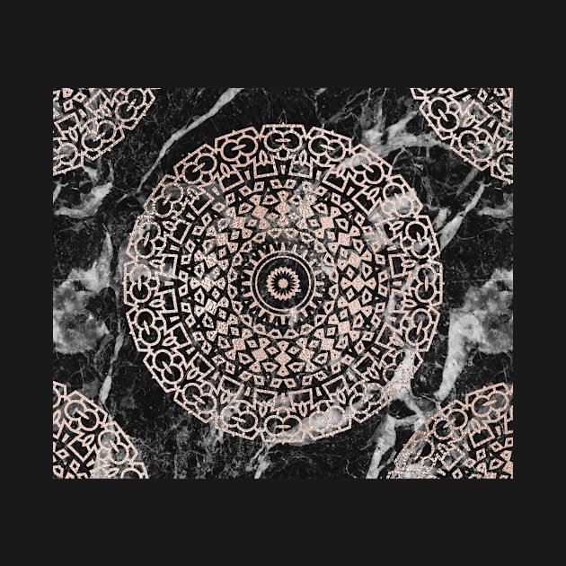 Marble mandala - deco rose gold on black by marbleco