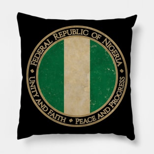 Vintage Federal Republic of Nigeria Africa African Flag Pillow