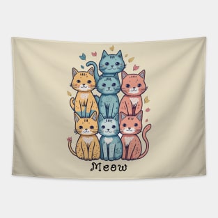 cats and kitten with meow Tapestry
