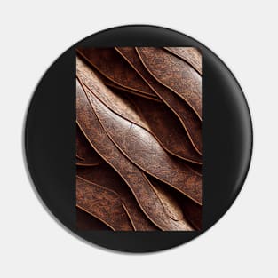 Dark Brown Ornamental Leather Stripes, natural and ecological leather print #46 Pin