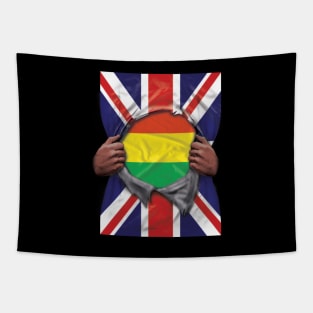 Bolivia Flag Great Britain Flag Ripped - Gift for Bolivian From Bolivia Tapestry