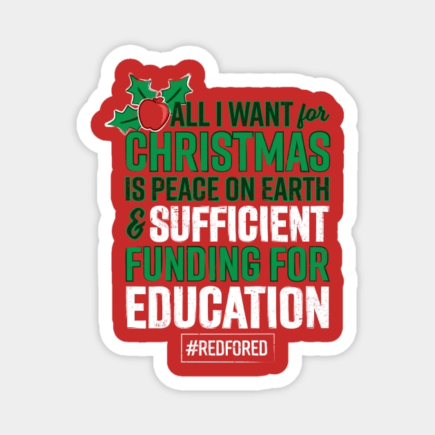 Teacher Christmas Red For Ed Magnet by mindeverykind