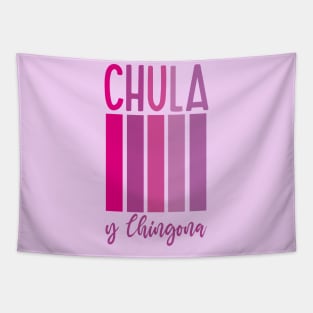 Chula y chingona feminist purple retro chicana pride mexican slang Tapestry