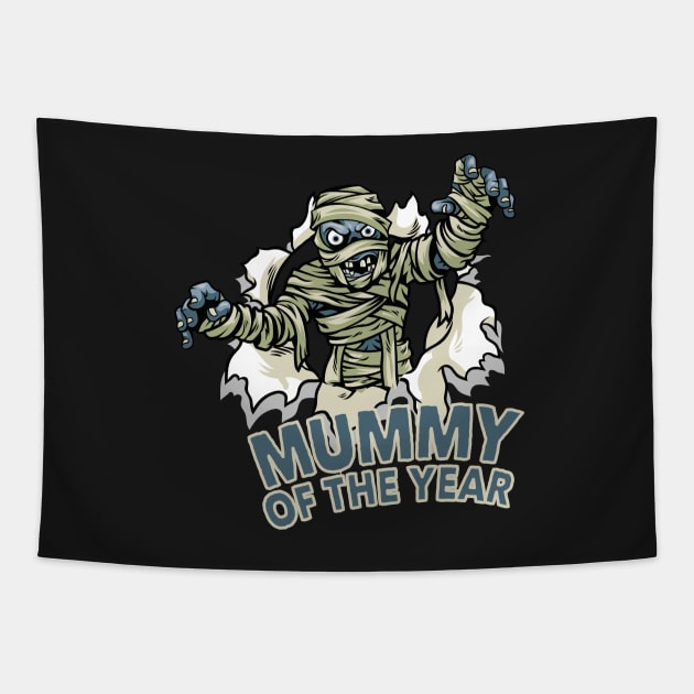 Mummy of the Year Funny Halloween Costume for Moms Tapestry by markz66