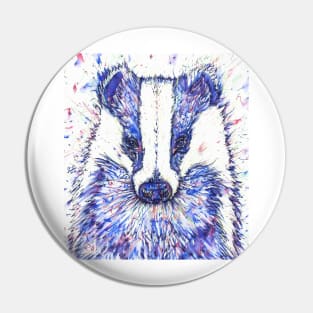 BADGER watercolor and ink portrait Pin