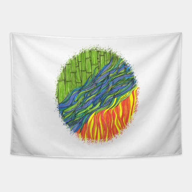 Bamboo River Fire (for T-shirts and Prints) Tapestry by zharriety