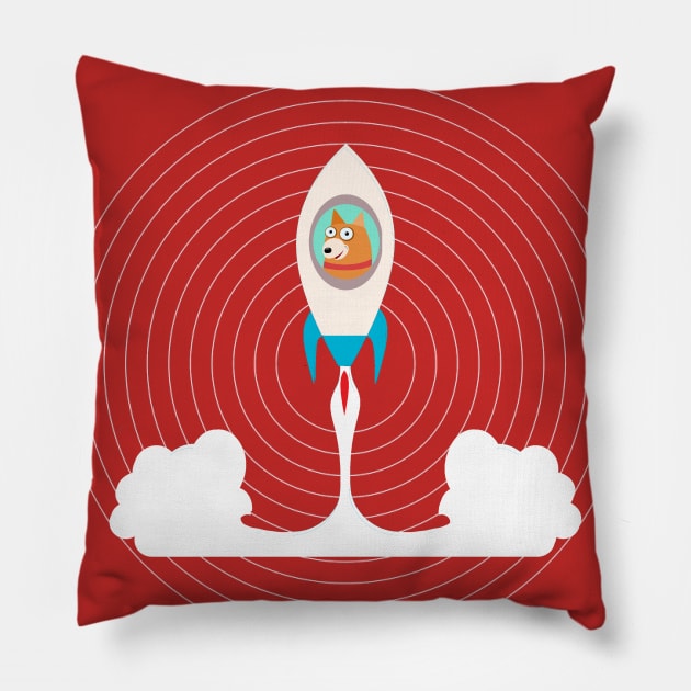 THIS DOG FLIES ROCKET Pillow by JeanGregoryEvans1