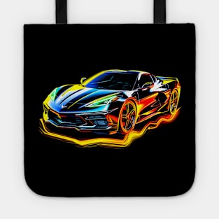 Black C8 Corvette racecar Reflection Supercar Sports car Racing car Tote