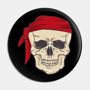 skull with red bandana Pin