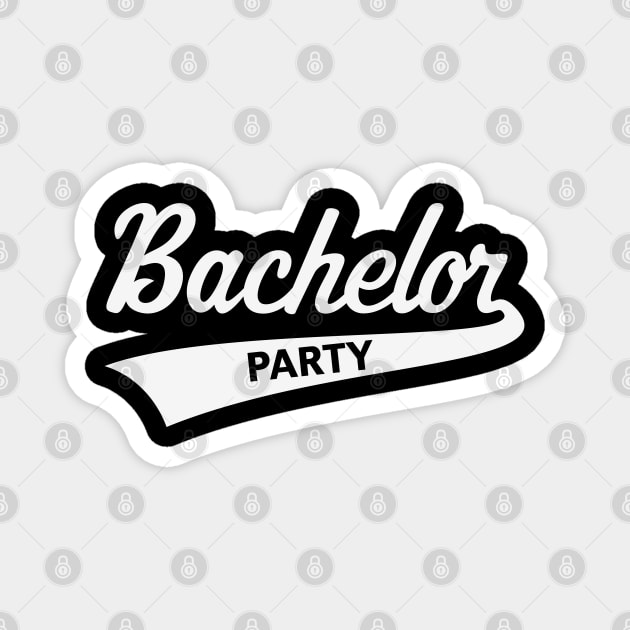 Bachelor Party (Stag Party / Team Groom / Lettering / White) Magnet by MrFaulbaum