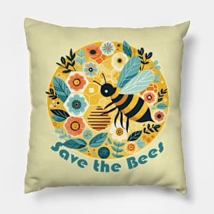 Earth Day Bee and Flowers Pillow