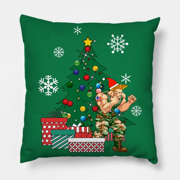 Guile Around The Christmas Tree Street Fighter Pillow by Nova5