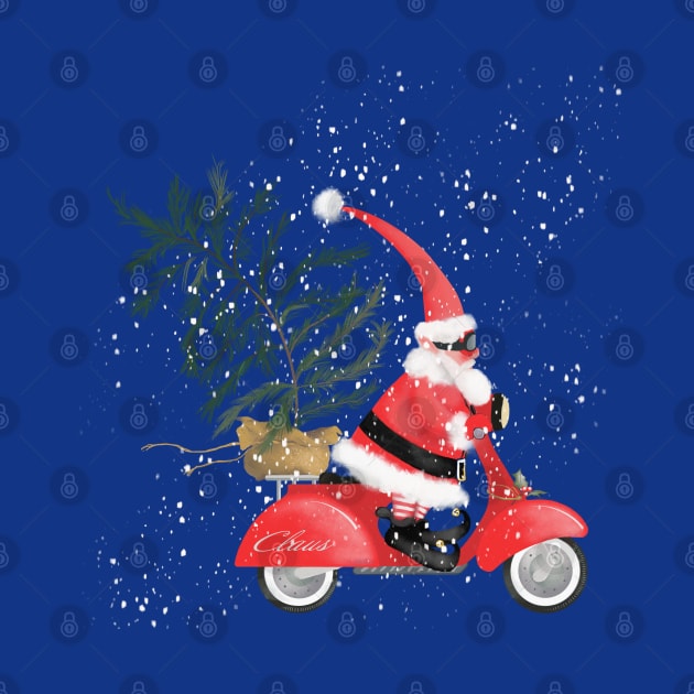 Santa on His Scooter by DesignCat