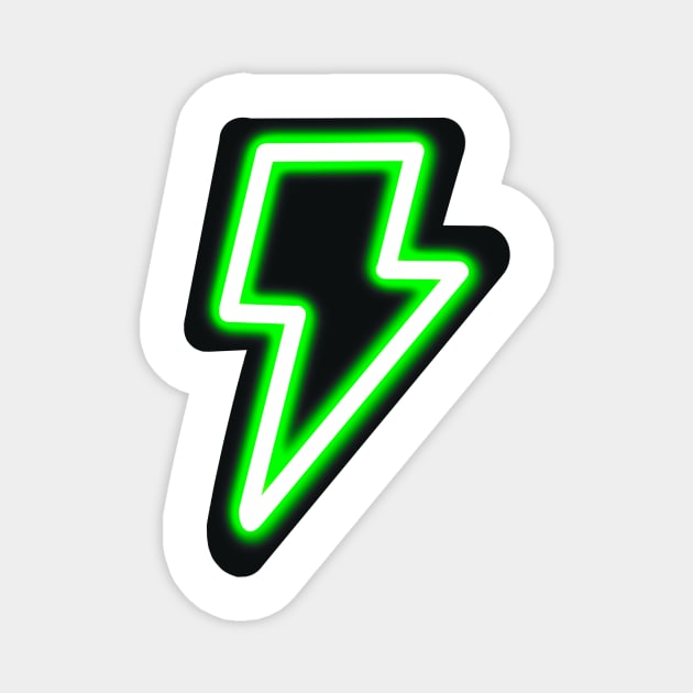 Neon Green Lightning Bolt Magnet by CalliesArt