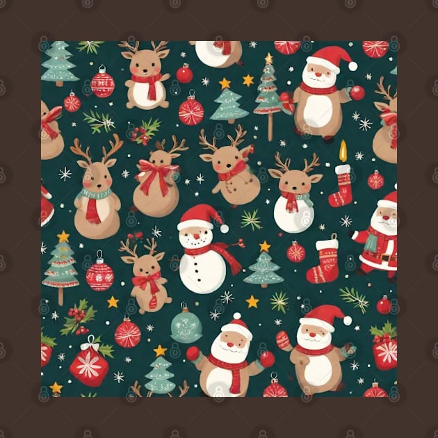 Santa claus Christmas Pattern by Anik Arts