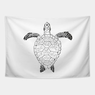 Black and White Sea Turtle Tapestry