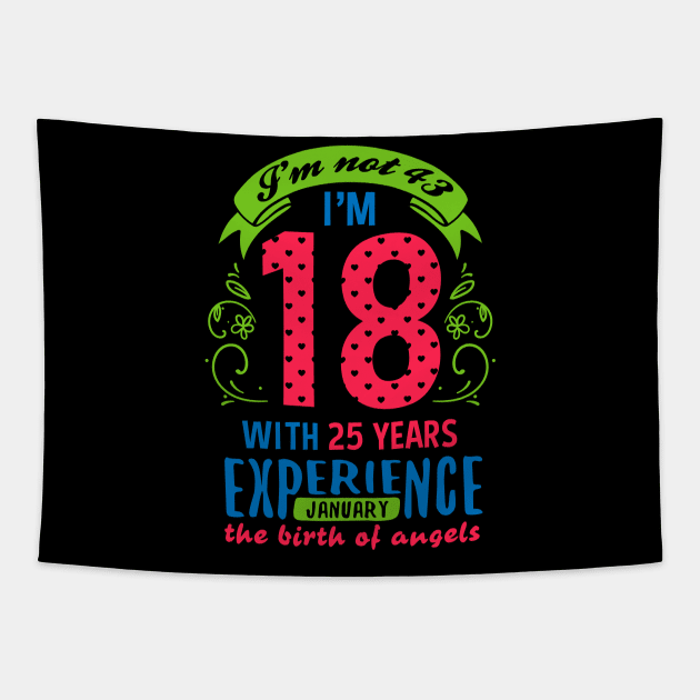 January Girl 43 Years Old I'm Not 43 Birthday Tapestry by simplecreatives