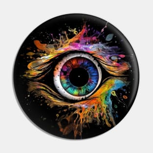 Colourful Eye In A Black Sky Pin