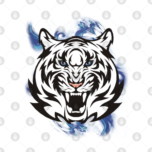 White Tiger with Blue Eyes by Pixels Pantry