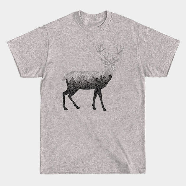 Dramabite Deer Stag Elk Double Exposure Surreal Wildlife Animal - Deer - T-Shirt