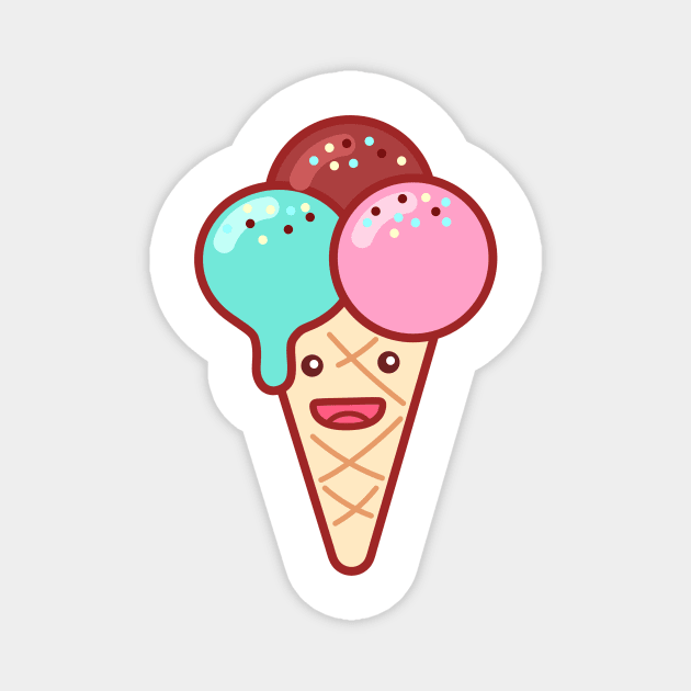 Triple Scoop Ice Cream Emoji Magnet by lightsonfire