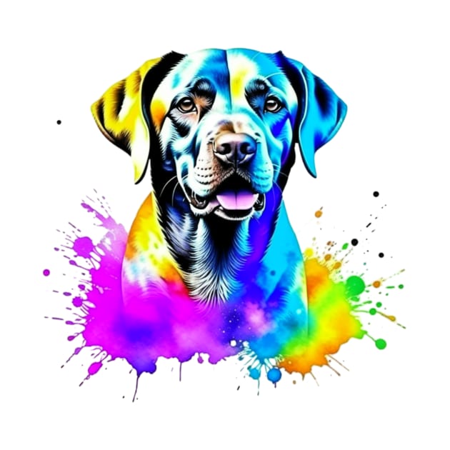 Colorful Labrador Retriever Splatter Art - Tail-Wagging Delight by Paul Buttermilk 