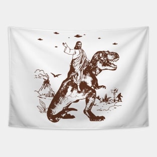 Jesus Riding Dinosaur Tapestry